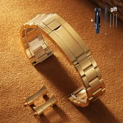 Elegant Stainless Steel Curved - End Metal Watch Bracelet - Premium Design - 21mm (Gold)