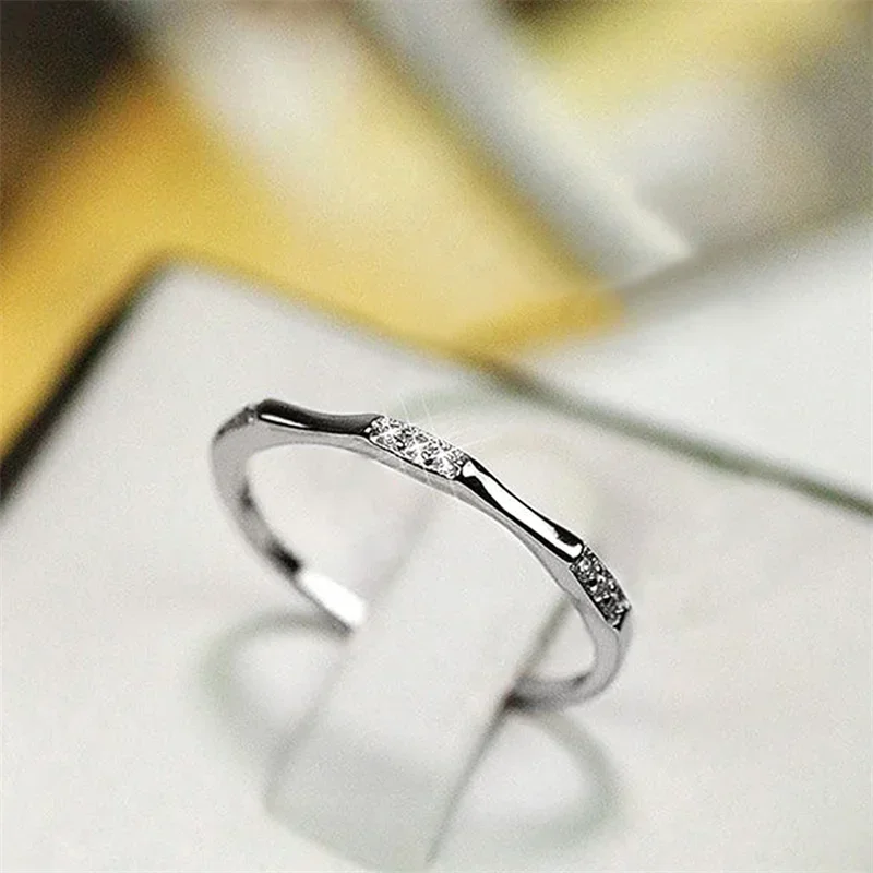Wedding Rings Womens Cubic Zircon Ring Finger Jewelry Rings Minimalist Thin Band for Women Party Statement Jewelry