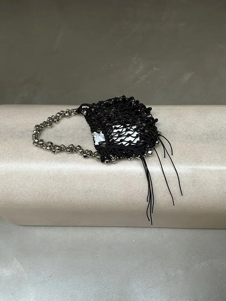 New Crochet Beach Handbag for Girls Summer Straw Rope Hollow Out Hand Woven Totes Bag Women Hollow Knitting Handbag