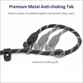 Dog Training Slip Leash, No Pull, Durable Reflective Lead, Puppy Heavy Duty Loop Rope, Comfortable Handle, 6 ft, 3/8 inch, diam 3