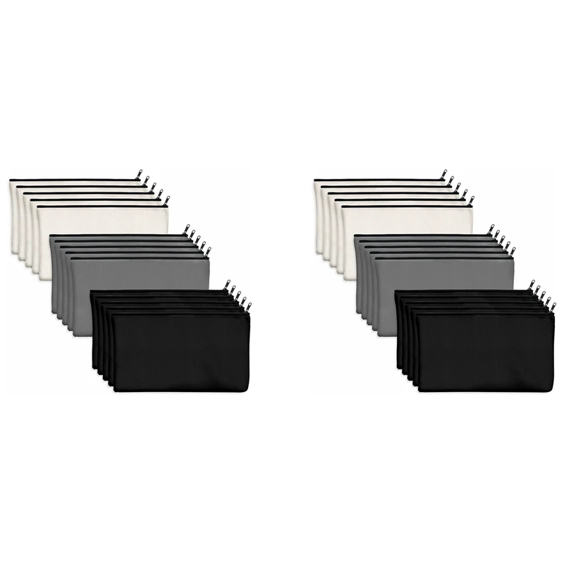 

30X Blank Cotton Canvas DIY Craft Zipper Bags Pouches Pencil Case For Makeup Cosmetic Toiletry Stationary Storage