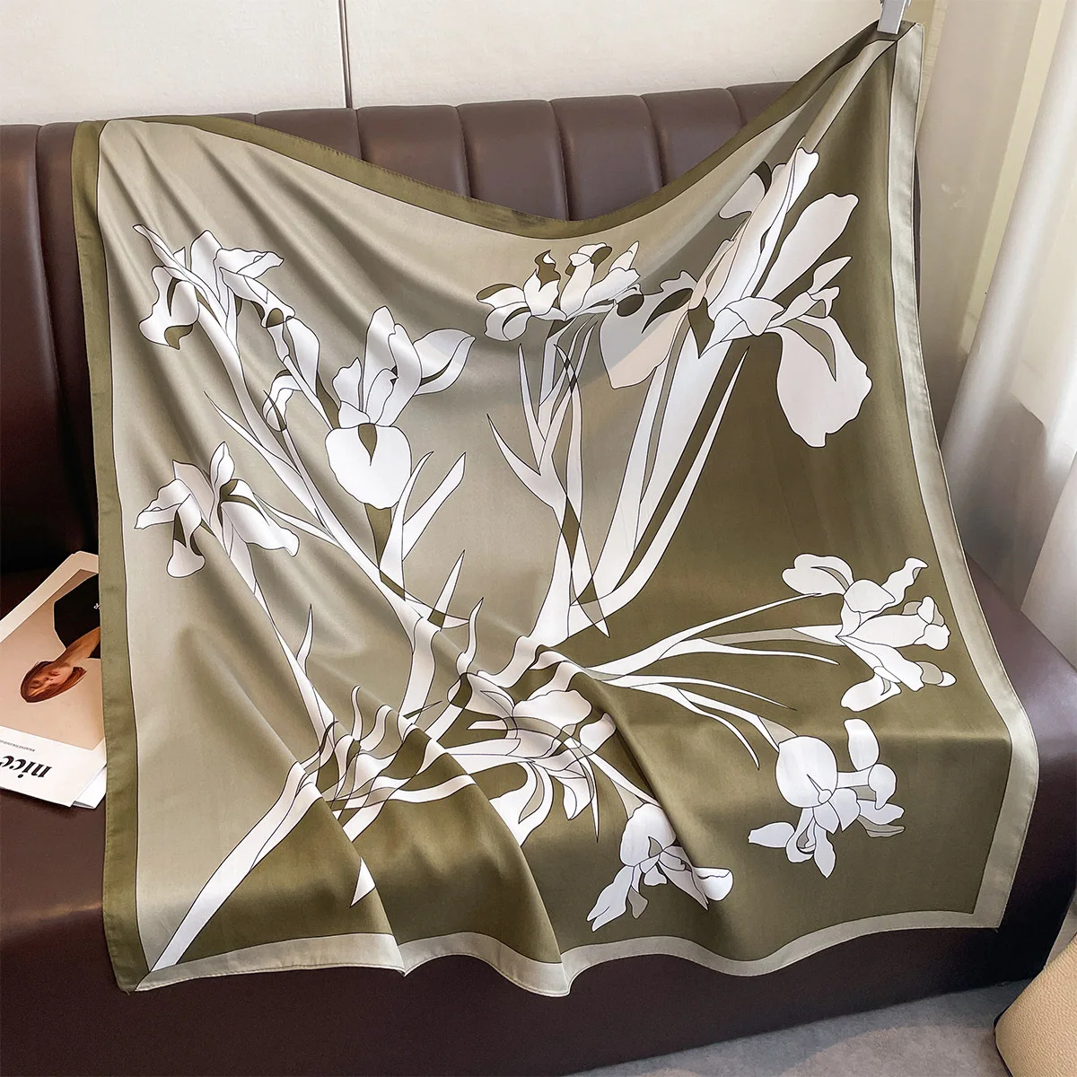 Neue Luxus Print Twill Seide Quadrat Schal für Frauen Stirnband Schal Mode Wraps Hijab Halstuch Kopftuch Foulard Bandana – Detail 10