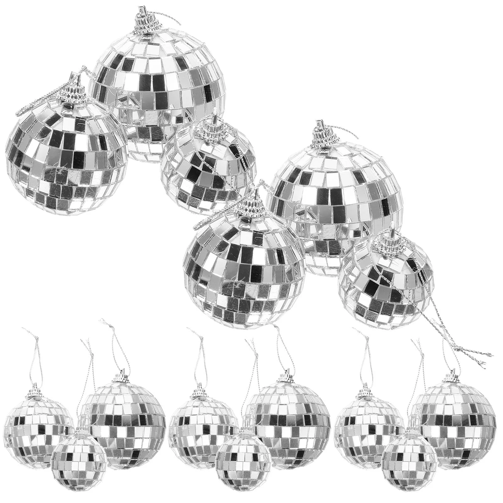 

Mirror Disco Ball Hanging Ornaments Silver Disco Mirror Ball Tree Decor Disco Wedding Birthday Cake Mirror Reflective Ball
