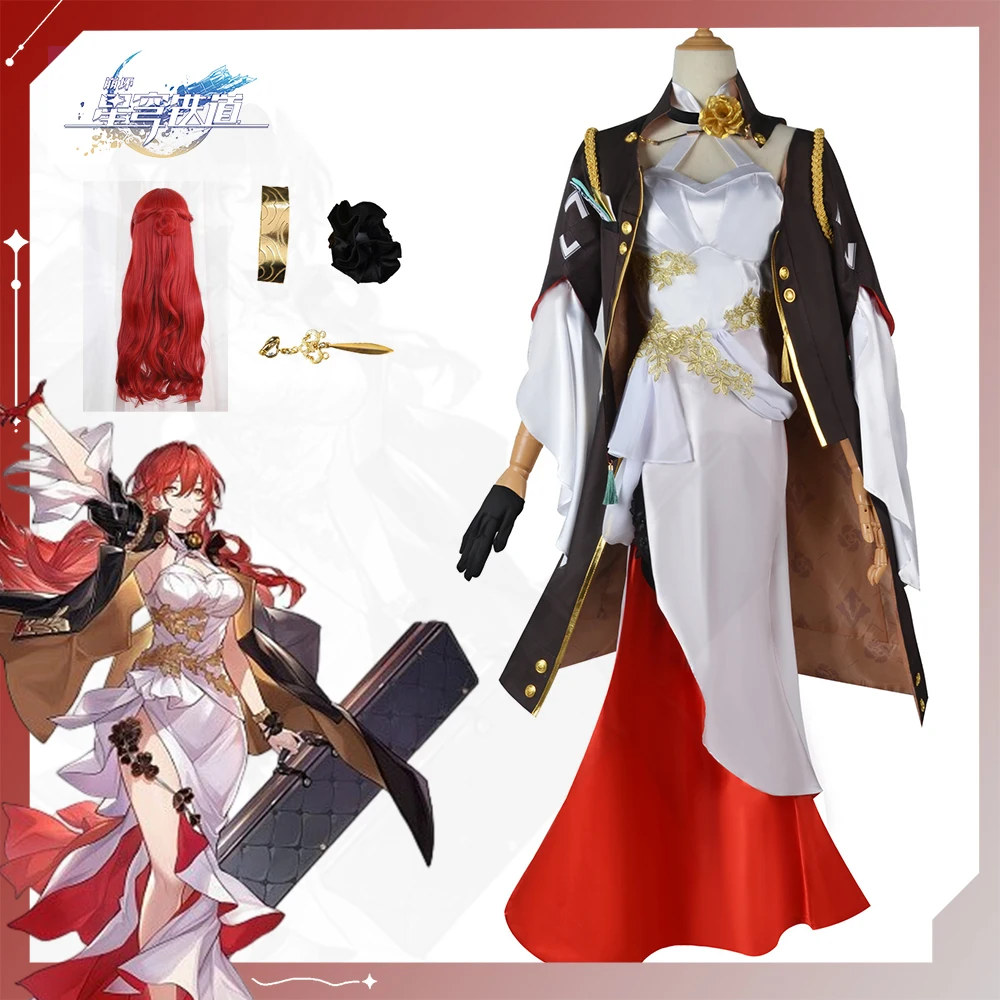 

Himeko Cosplay Game Honkai Star Rail Costume Full Set Suit with Accessories Himeko Wig Cosplay Halloween Costumes for Women