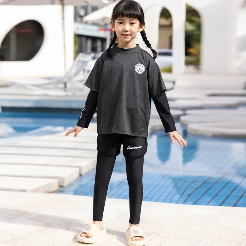 Girls/Boys Rash Guards 3 pieces/set Swimsuit Long Sleeve Bathing Suit Shirt+Shorts+Long Pants Sun Protective Beachwear