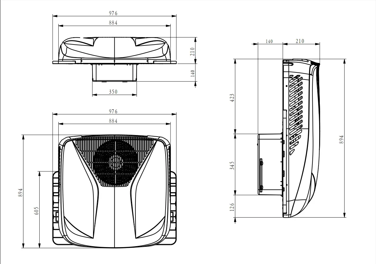 All in one design truck roof 24v air conditioner 7500BTU great cooling rooftop air conditioner mini bus car rv