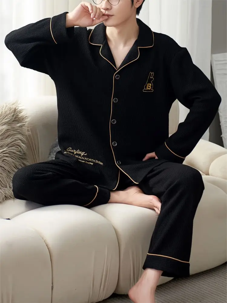 Couple Sleepwear Men's Cotton Pajamas Silk Sleeping Men Luxury Brand Room Wear New Men's Clothing Set Pijama One Piece