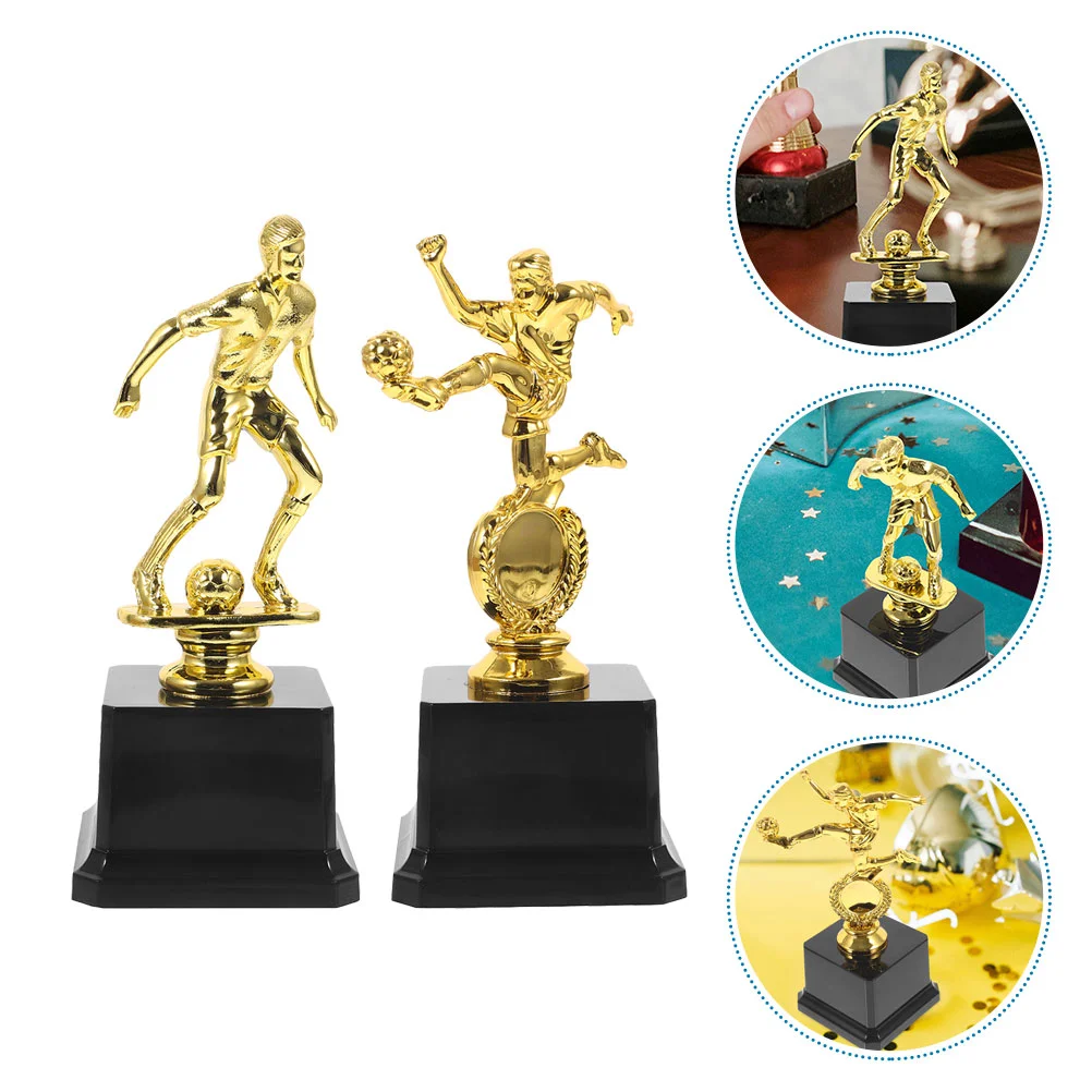 2Pcs Football Trophies Awards School Competition Plastic Mini Trophy Cups Sports Souvenirs Gifts Kids Sports Awards
