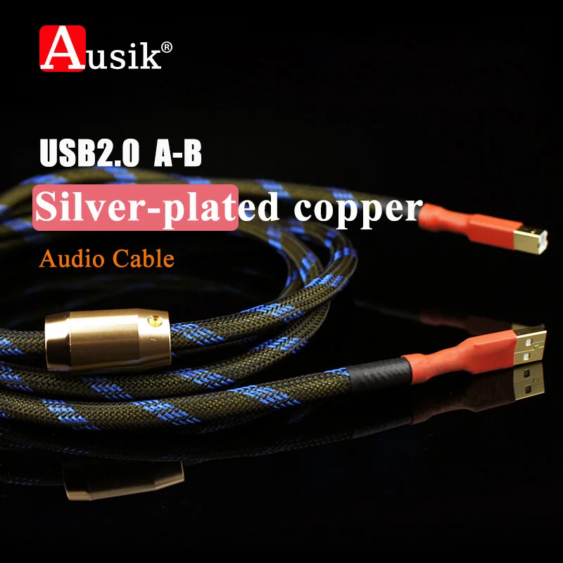 A004 HiFi 2.0 USB A-B  4N OFC Silver plated copper Audio Cable for PC MP3 CD DVD Amplifier DAC