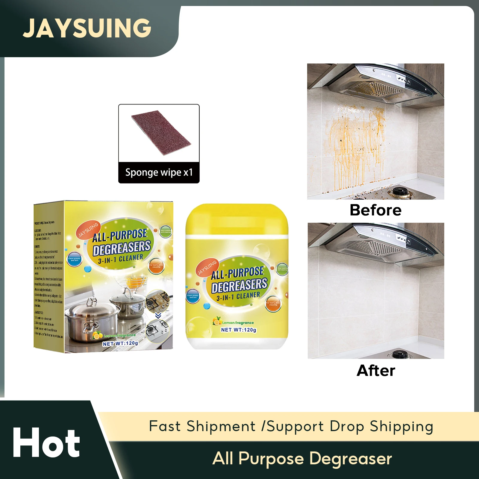 

All Purpose Degreaser Heavy Oil Dirt Cleaning Agent With Wipe Remove Stains Countertop Cleaner Anti Rust Kitchen Cleaning Powder