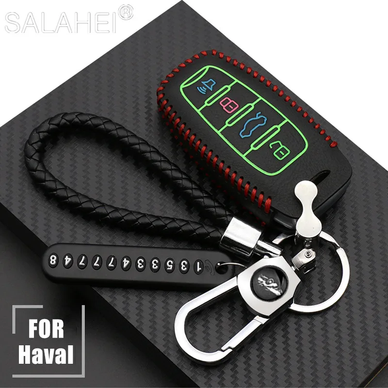 Luminous Car Key Case Shell For Great Wall Haval Coupe H7 H8 H9 GMW H6 Smart Cover Color Stripe Remote Fob Shell Case Keychain