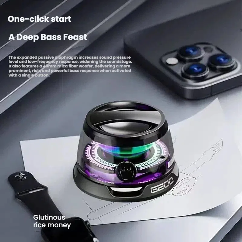 Portable Bluetooth HECATE G200 RGB Lighting Magnetic Speaker BT5.3 Mini Sound Box 7 Hours Playback Phone Holder_voghion.com