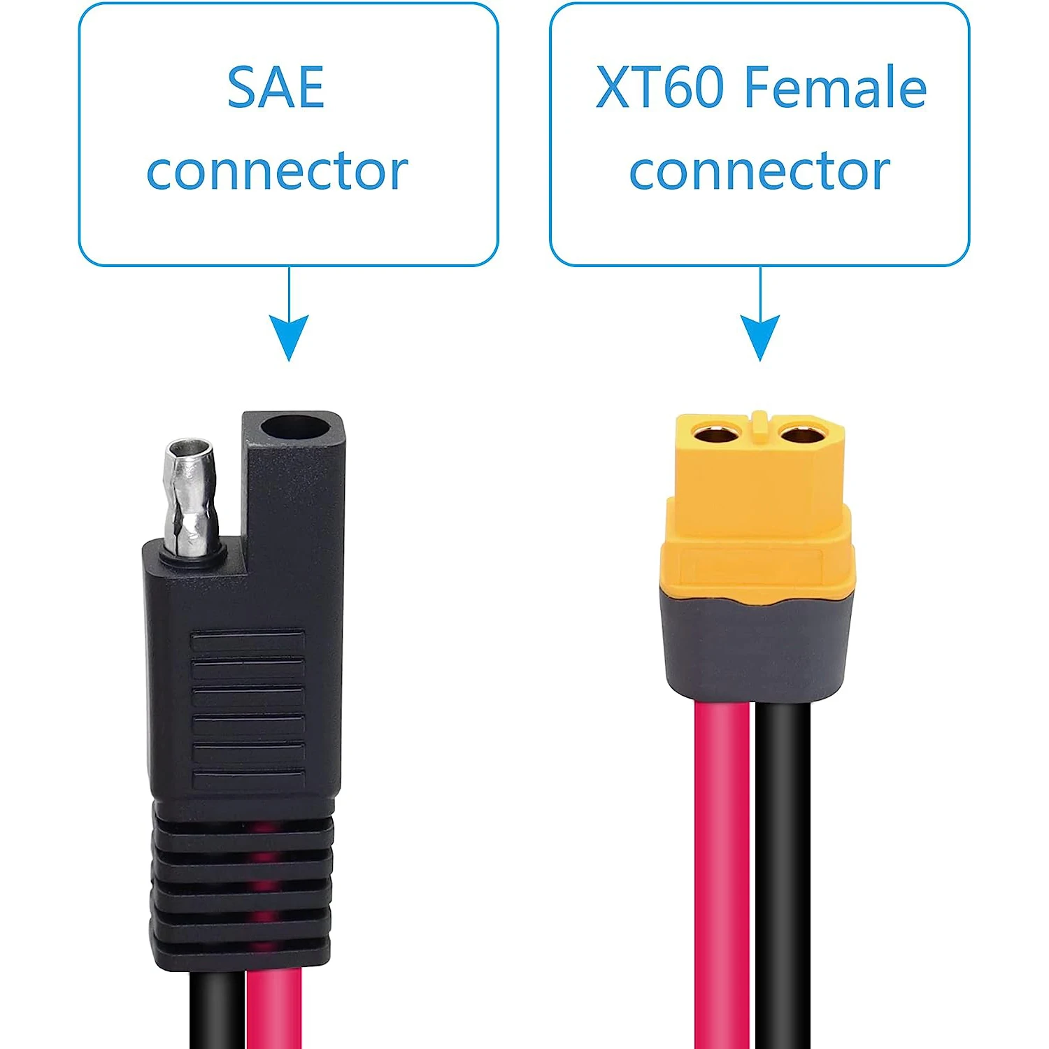 SAE to XT60 Connector Adapter 12AWG Cable SAE Solar Panel Connect Reverse Adapter For Portable Power Station & Solar solar panel connector