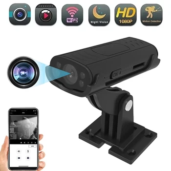 Mini cámara de seguridad para el hogar, 1080P, HD, inalámbrica inteligente, WiFi, vista remota, cámara IP para niñera pequeña, visión nocturna infrarroja en espera para dormir 1