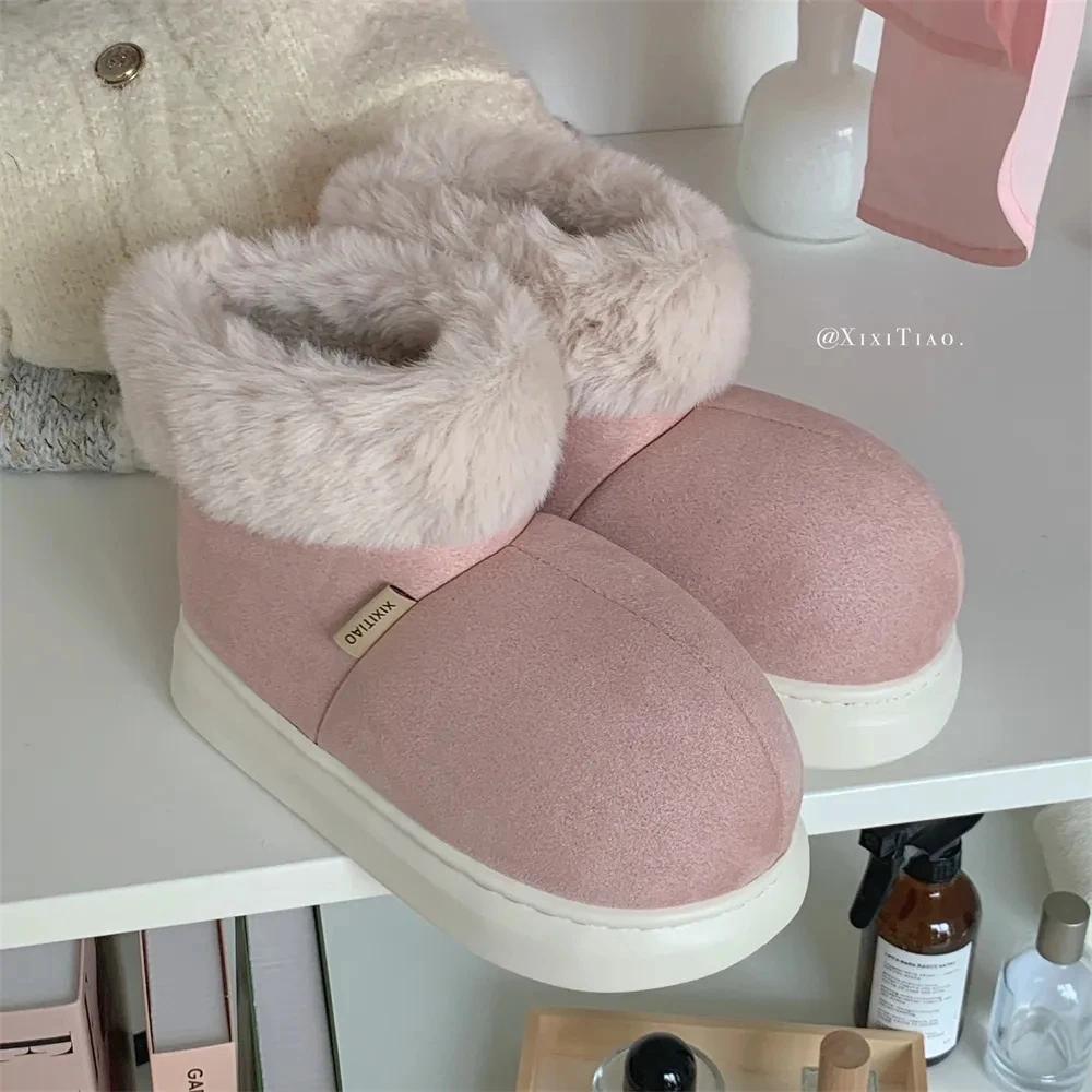 

Winter Fashion Simple Versatile Velvet Thickened Northeast Cotton Boots Outer Wearing Warm Anti-skid Snow Boots Women Cute