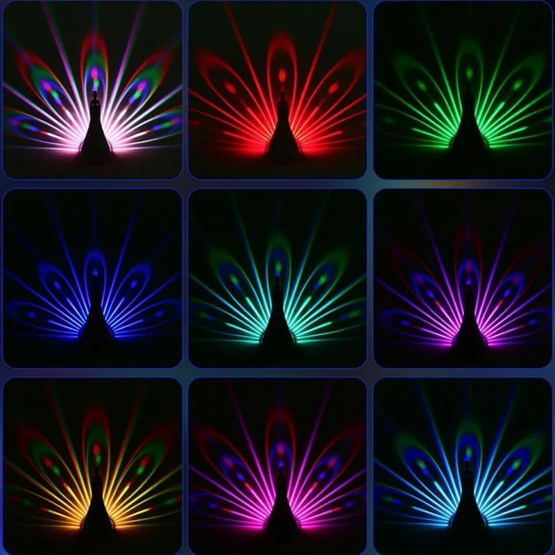 LED projection lamp peacock wall lamp 9 modes bedroom bedside suitable for family room wall decoration birthday gift