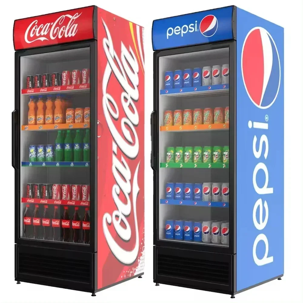 Refrigerator with Glass Door for Beverage Display and Promotion