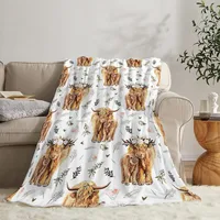 Highland Cow Print Blanket and Throws Cute Farm Animal Cow Gifts Soft  Warm Bedding Blanket for Girls Kids Adults Couch Travel 2