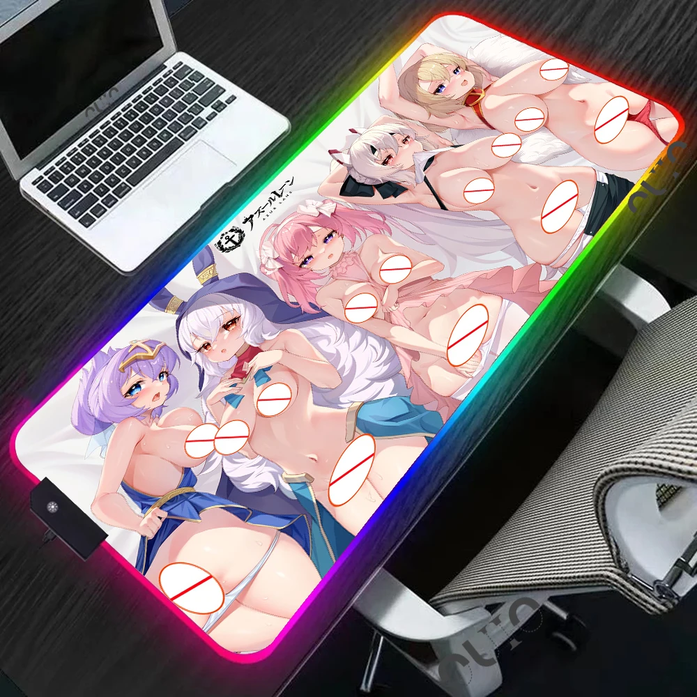 

Azur Lane Sexy Mouse Pad Big Ass Big Tits RGB Gaming Accessories Computer Mousepad Gamer Rubber Carpet with Backlit Desk Mat