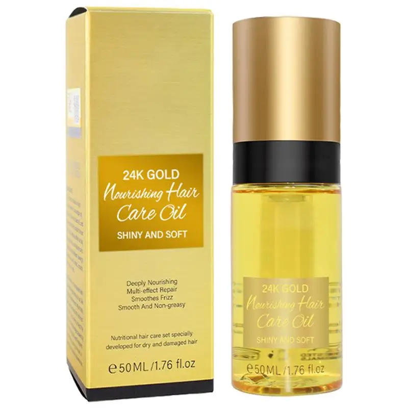 

24K Gold Hair Shine Oil Frizz Control Essence For Damaged Hair Hair Care Oil 50ml Hair Essence For Smoothing Curly Hair