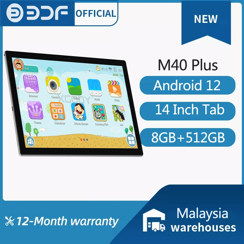 

Global Version Original M40 Plus Tablet Android 12 8GB 512GB 14 Inch 10000mAh 5G Dual SIM Phone Call GPS Bluetooth WiFi Tablet