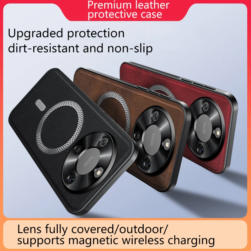 Luxury Leather Texture Magnetic Case with Wireless Charging