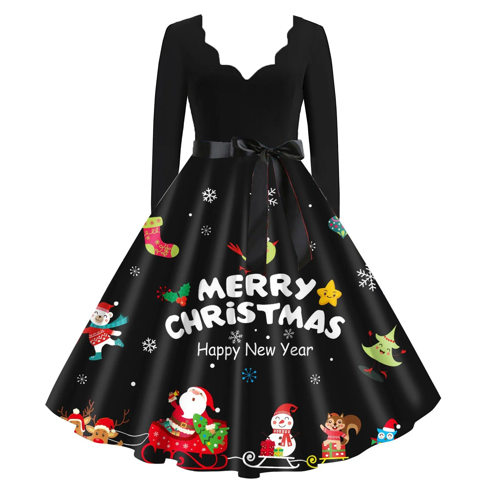 

Spaghetti Strap Midi Dress Fashion Womens Casual Christmas Print V-Neck Sleeveless Mini Party Dress A Line Summer Dress