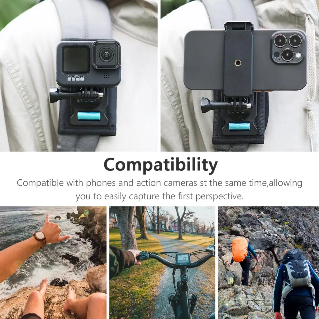 Vamson 360 ° 회전 버클 J 후크 퀵 릴리스 백팩 어깨 스트랩 마운트, GoPro Hero 11 10 9 8 7 6 5 Insta360 Dji 액션