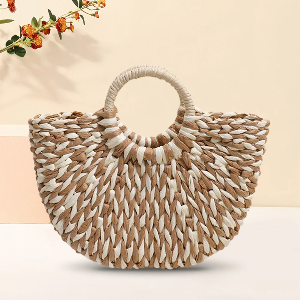 Women Hand Woven Paper Rope Summer Tote Bag