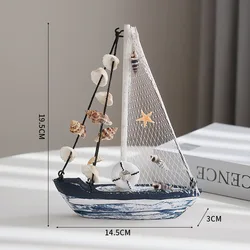 Mediterranean Handmade Blue and White Shell Sailboat Decor (Small Shell 1)