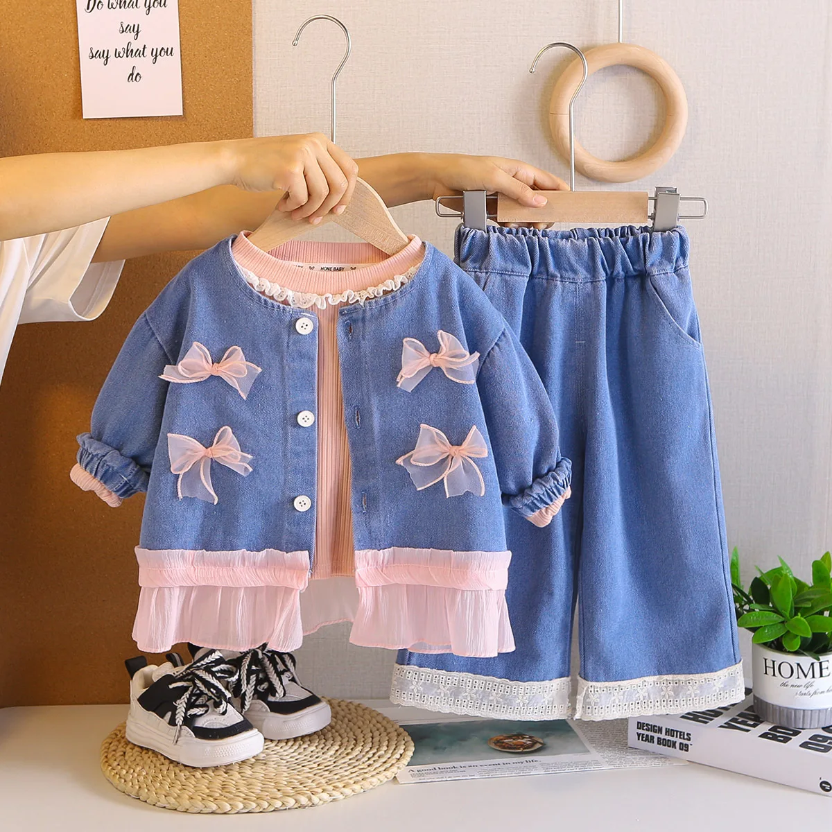 Autumn Kids Coat Pants Set for Girls