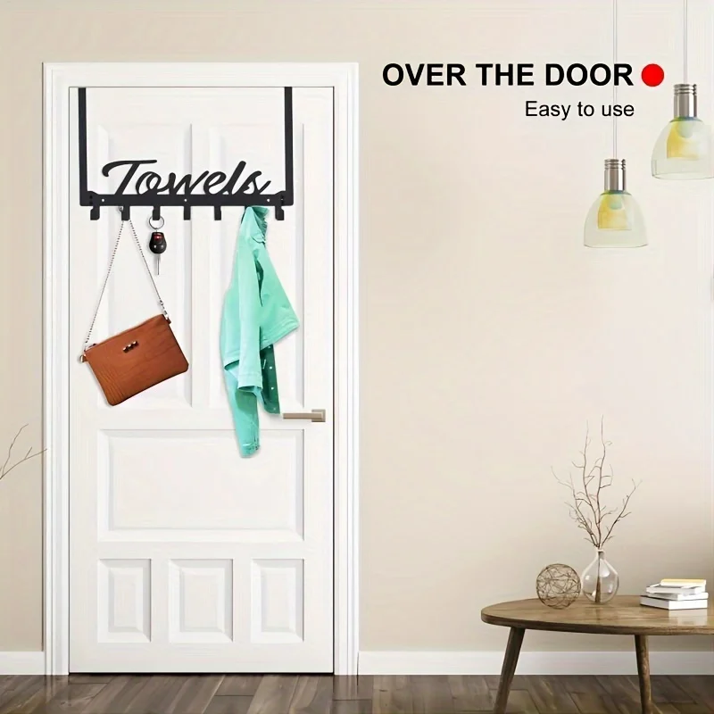 Heavy Duty 7-Hook Over-The-Door Organizer-Sturdy Space-Saving Rack for Bath, Bedroom, Kitchen & Pool-Mountable, Holds Towels