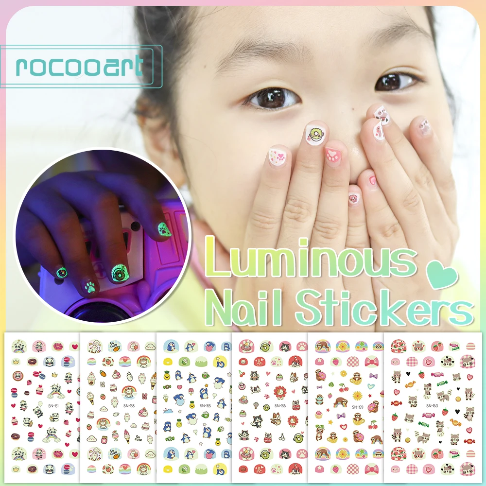 Luminous Nail Stickers For Kids DIY Nail Art Sticker Cute Animals