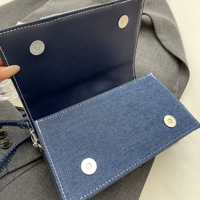 Women's fashionable small handbag, denim single shoulder bag, casual crossbody bag, zippered women's bag with lid, women's bag
