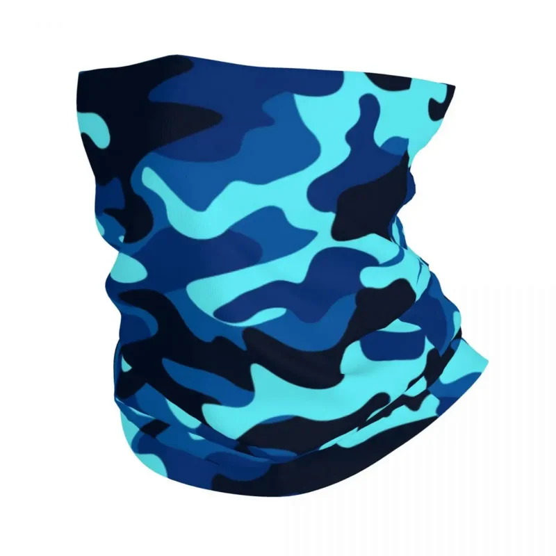

Navy Blue Military Camo Bandana Neck Warmer Women Men Winter Ski Tube Gaiter War Tactical Camouflage Face Cover Scarf