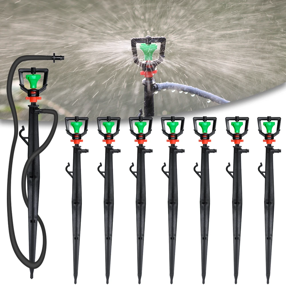 Description Picture 4 of item5PCS 360° Rotating Micro Sprinklers with 22cm Stakes Garden Lawn Greenhouse Watering Irrigation System Nozzle Big Green Wheel