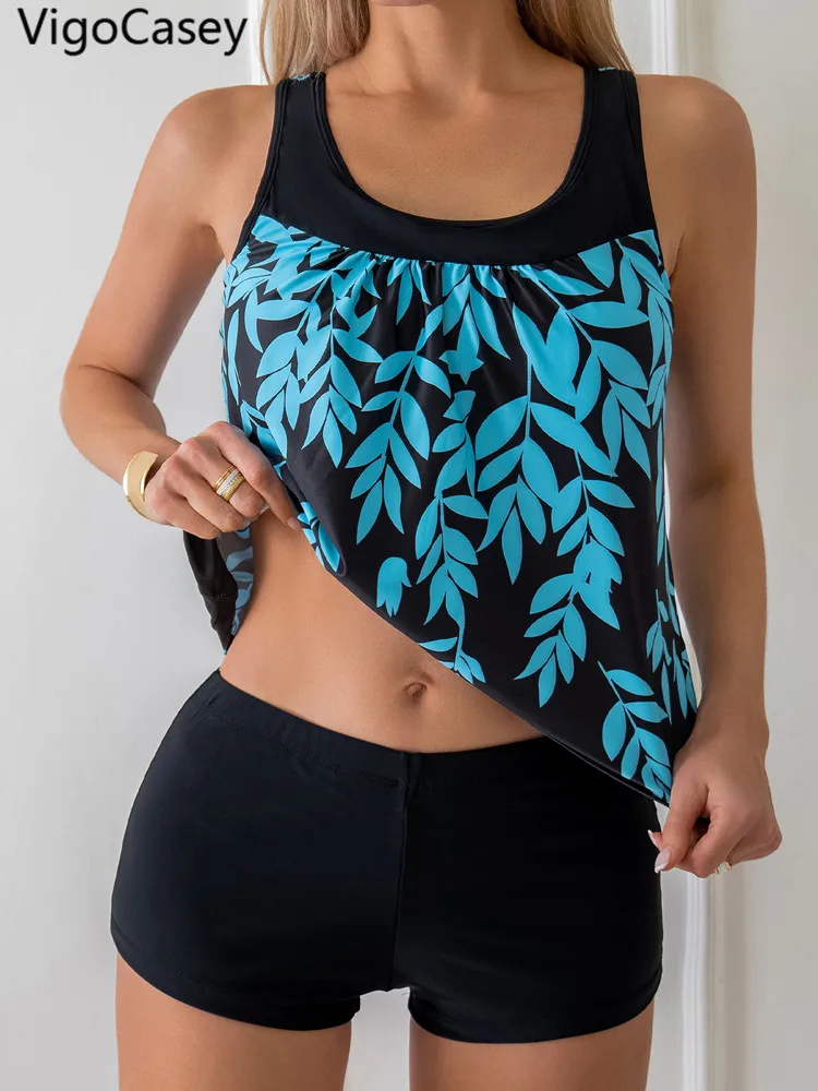 

Сексуальный купальник-танкини vigoкейси с ремешками и принтом, женский купальник пуш-ап 2024 с высокой талией, бикини