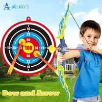 Kid Archery Set Bow and Arrow Light-up Suction Cup Target Outdoor Shooting Sport Game Luminous Bow Arrow Toy Boy Christmas Gifts