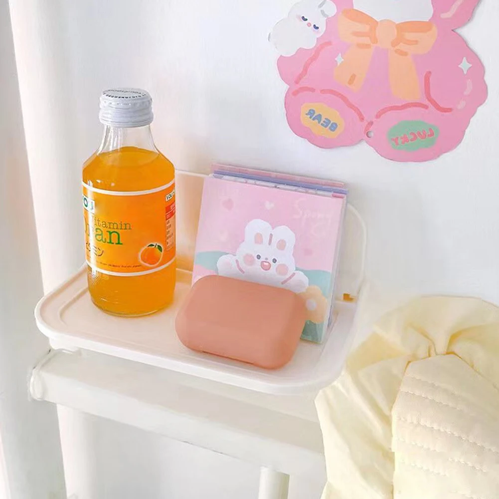 Foldable Wall Shelf Multifunction Folding Storage Shelf Wall-mounted Plastic Storage Rack Punch-Free for Kitchen Laundry Room