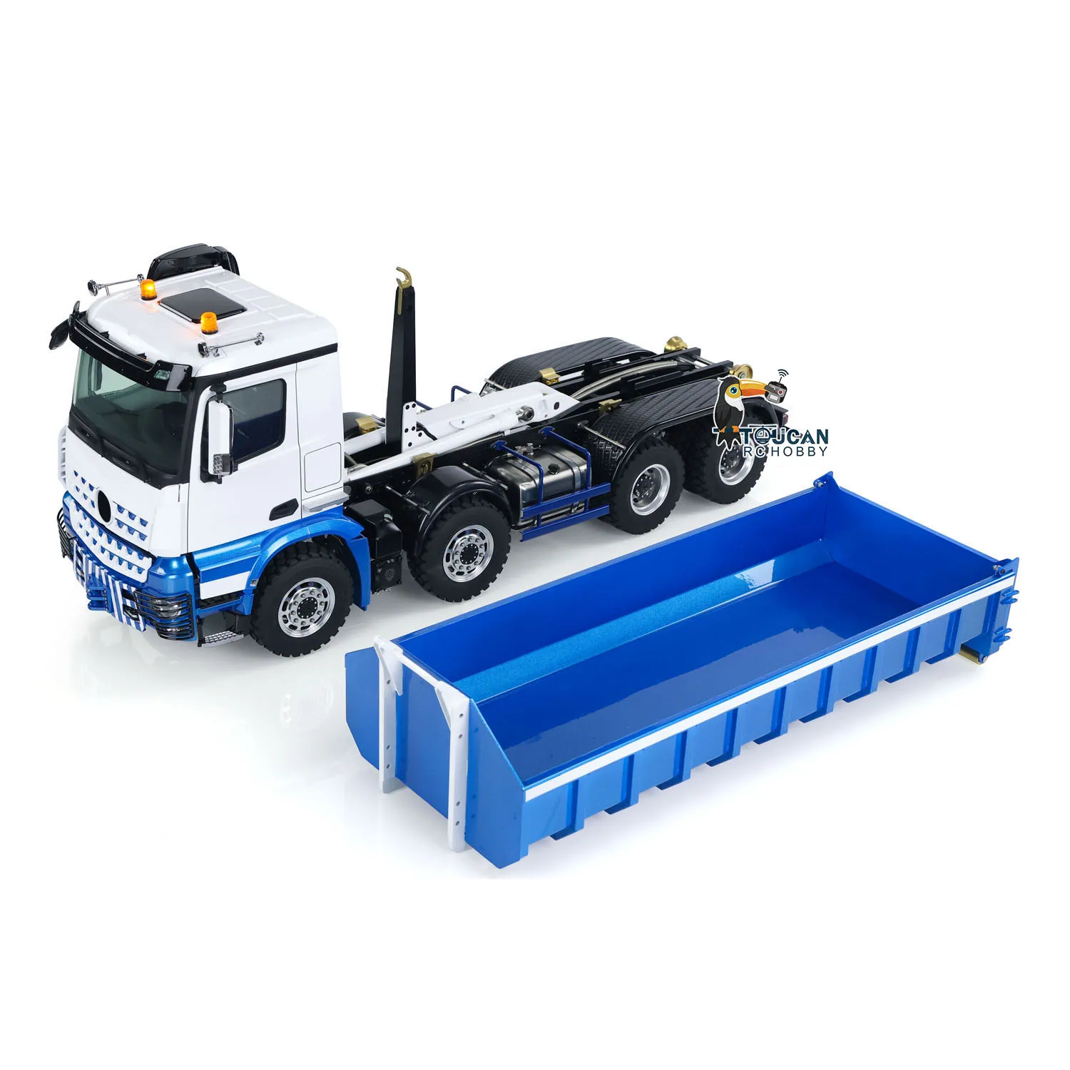 RTR LESU RC Hydraulic Dump Truck 8x8 Metal Chassis 1/14 Roll Off Dumper Car Hook Light Sound Set Remote Control Vehicle Model 4