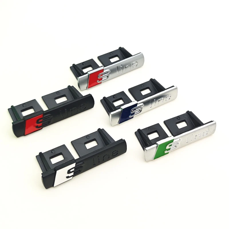 3D 금속 로고 Sline 엠블럼 자동차 펜더 사이드 스티커 전면 그릴 배지 아우디 A3 A4 A5 A6 A7 S3 S4 S5 S6 TT S 라인 액세서리