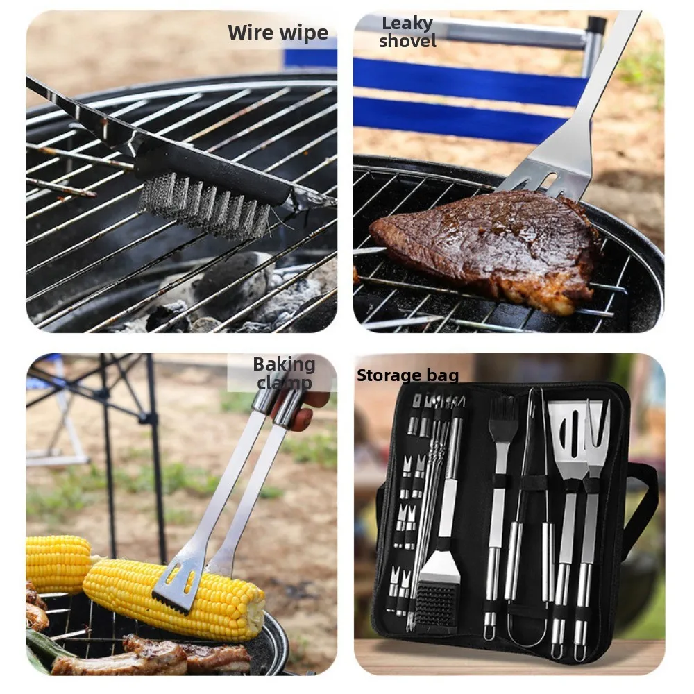 Stainless Steel BBQ Grill Tool Set Outdoor Cooking Kit with Durable Utensils for Perfect Grilling Experience
