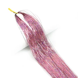 Gold Silk Glitter Hair Tinsel Kit - Colorful Shiny Thread Extensions - 22inches - 55cm (5)