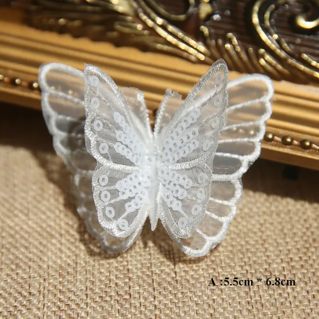 Toppe Ricamate Farfalla - 18 Pezzi, Doppio Strato Organza - Per Decorazioni Fai-da-te - Foto 10