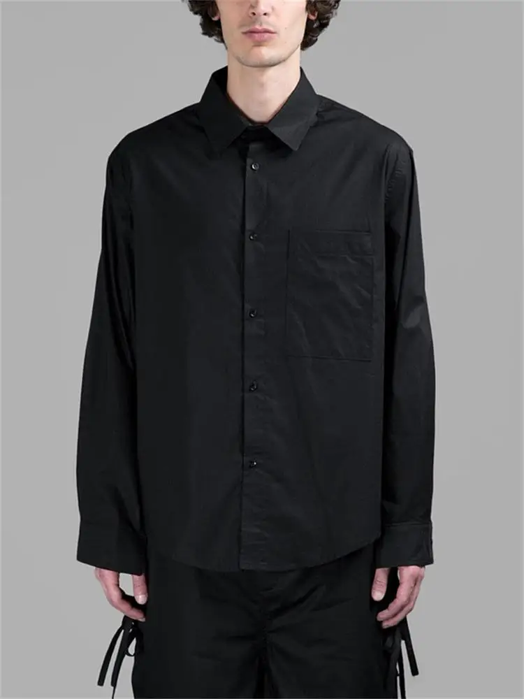 

Men's And Women's Black And White Tassel Shirt Summer Loose Solid Color Shirt Youth Deconstruction Ribbon Dark Black Shirt