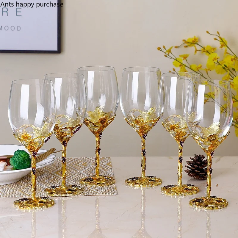 Enamel Crystal Wine Glass Set Glass Cup Goblet Drinking Glasses Drinkware Decorative Cup Red Wine Cocktail Glasses Gift