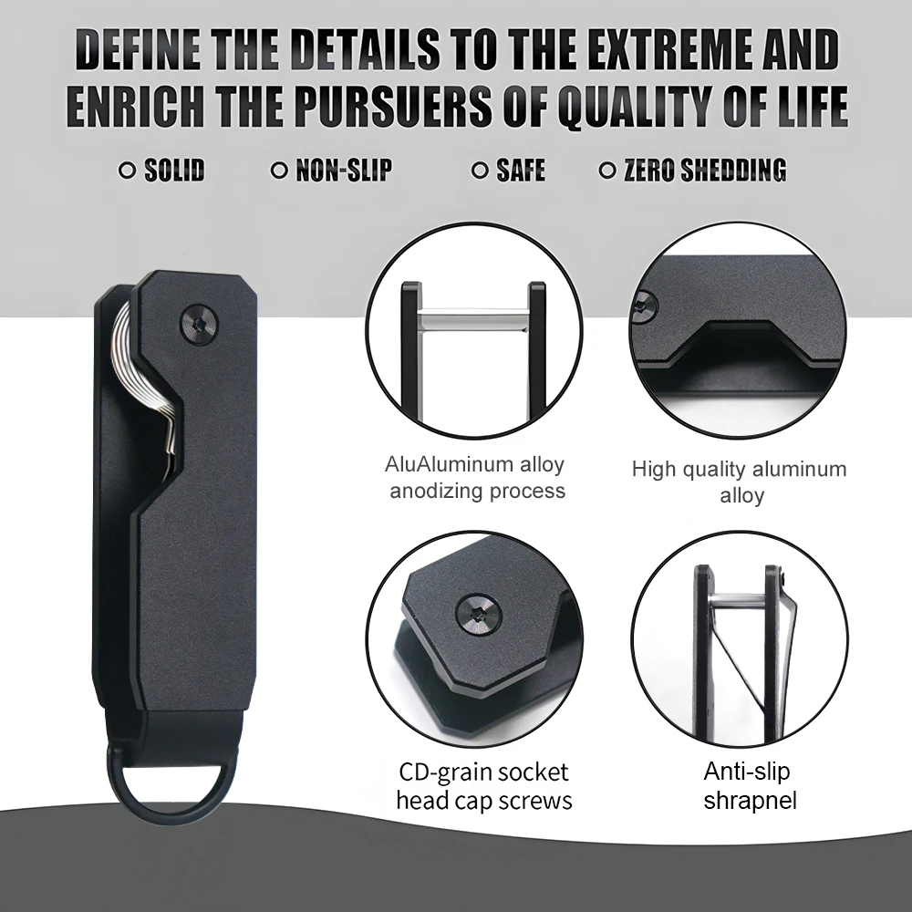 Mens Key Organizer Compact Metallic Key Holder Minimalist Innovative Keyholder Smart Keychain Secures 2 6Keys key holder key organizer