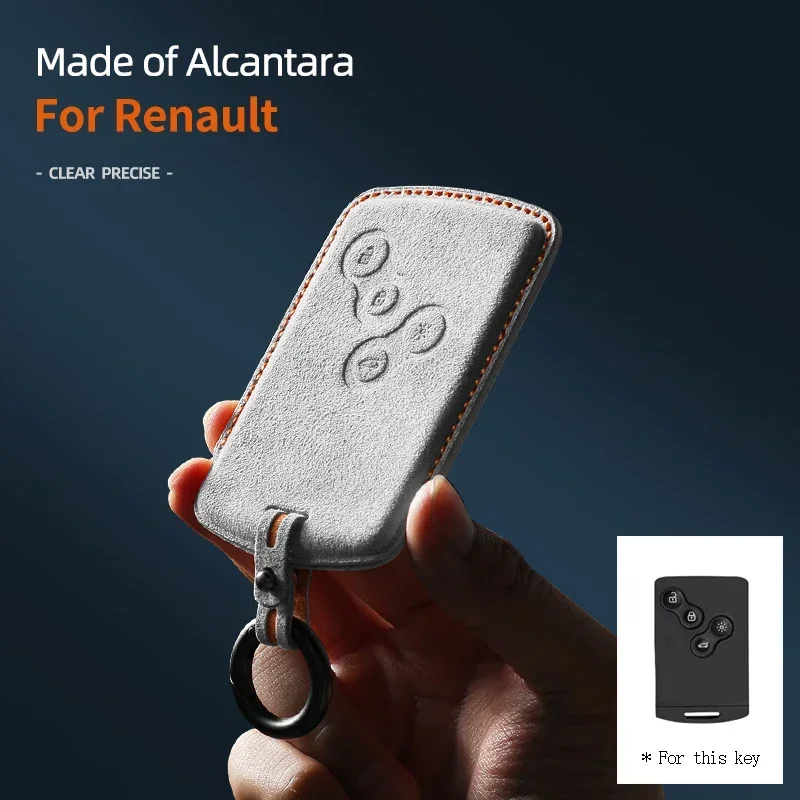 

Alcantara Car Key Fob Case Cover Holder For Renault Smart Remote Auto Key Car Accessories with Keychians Full Protection Buckle