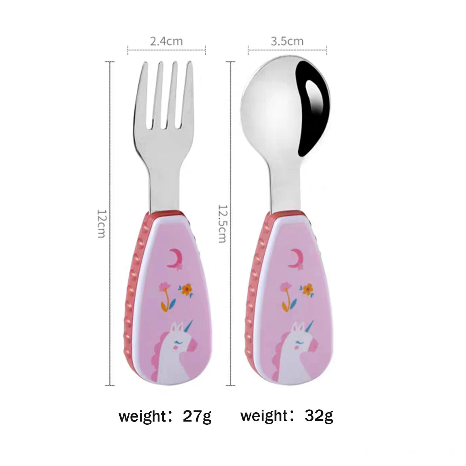 Baby Cutlery Set Children's cartoon spoon and fork set Lion Rocket Unicorn Baby cutlery Milk powder mixing 304 stainless steel