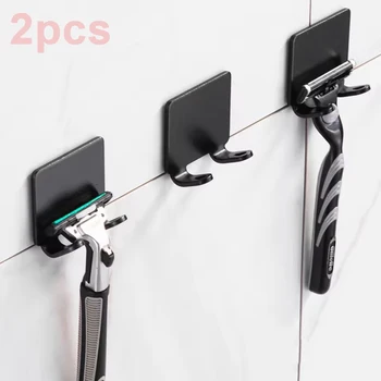 2 pezzi spazio supporto per rasoio in alluminio gancio portaoggetti da parete per rasoio da barba da uomo scaffale per rasoio da bagno organizer supporto per rack accessori 1